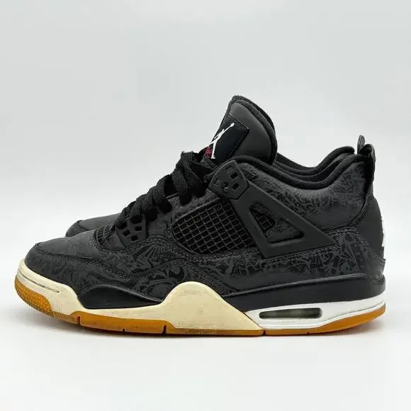 Nike Air Jordan 4 Retro GS 'Laser Black Gum' Youth Size 7 - Picture 3 of 13